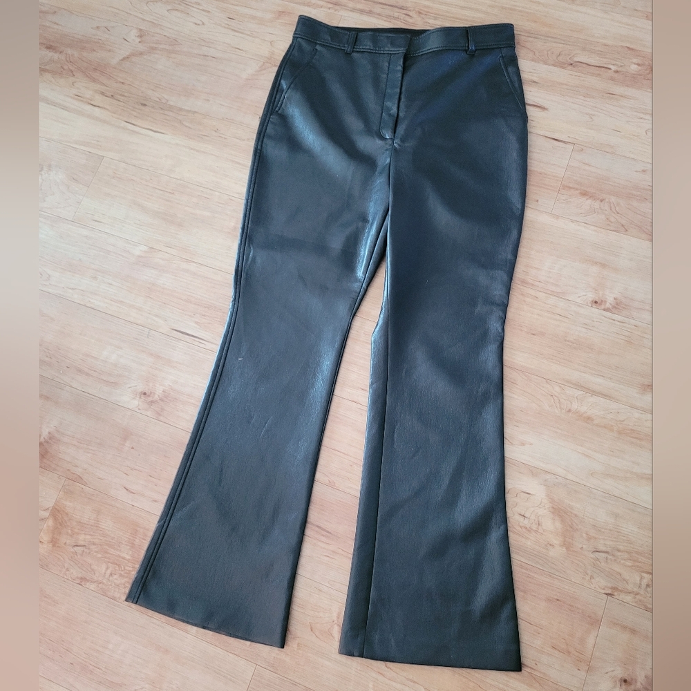 Aritzia Babaton Black Faux Leather Bootcut Pants